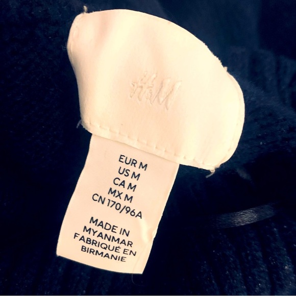 H&M Oversized Knit Polo Sweater, Navy blue/Cream stripes - Picture 3 of 3